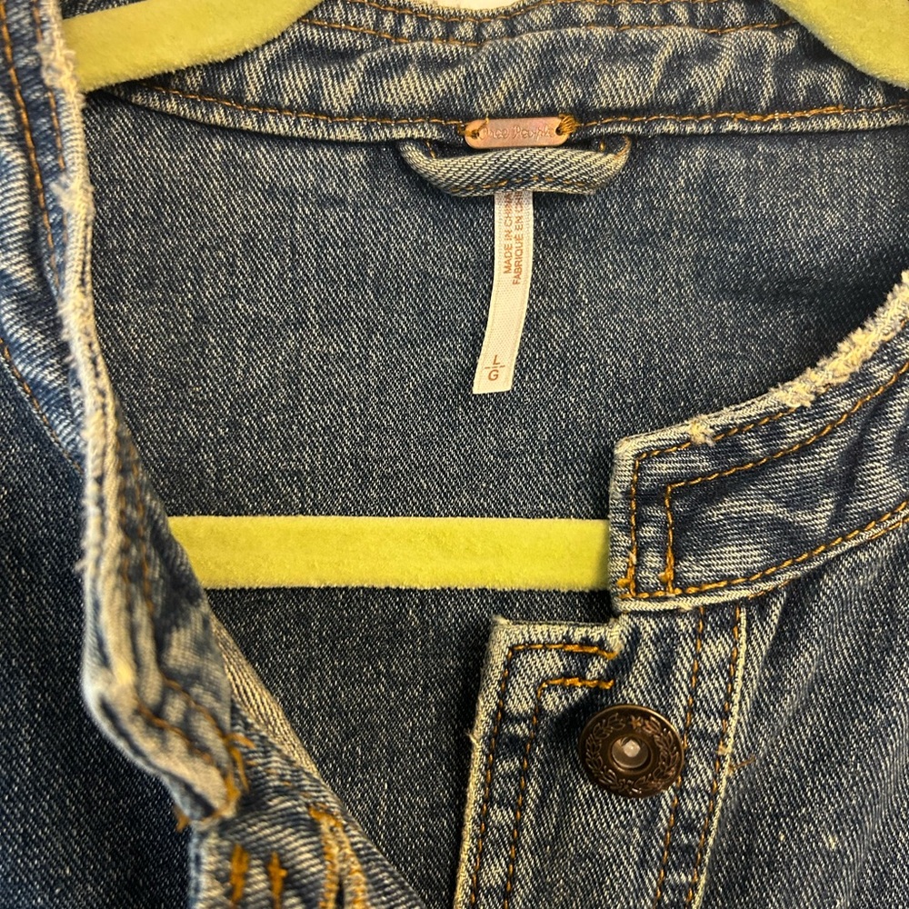 Free People Laceup Button Down Blue Jean Denim Vest, Women’s Large - Picture 6 of 11